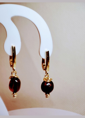 Сережки 2681 з натурального бурштину відтінок медовий MINOV (311310461)