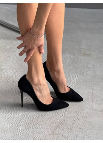 No Brand Елегантні жіночі туфлі чорний з штучна замша, — демісезон (351358490)