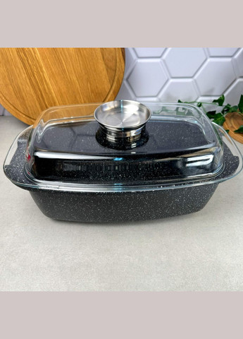 Металева гусятница 5.5 л зі скляною кришкою і антипригарним покриттям Kamille (303138105)