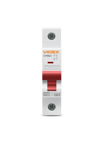 Автоматический выключатель RS4 1п 63А С 4,5кА RESIST (VFRS4-AV1C63) Videx (282312890)