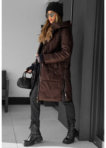 Коричневая куртка зимняя No Brand