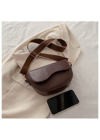 Женская коричневая сумка волнка с тканевым ремешком. КиП (293944998)