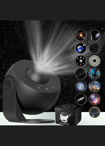 Нічник- проектор зоряного неба планетарій Projector з 13 космічними слайдами та таймером сну Чорний No Brand Galaxy (318307641)