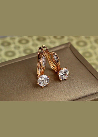 Сережки соло із білим каменем 1,7 см золотисті Xuping Jewelry (338620950)
