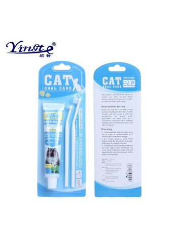 Набір для догляду за ротовою порожниною для кішок (зубна паста + 2 щітки) No Brand (323234714)