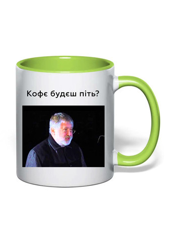 Чашка з печаткою "Каву питимеш?" 330 мл (колір салатовий) (35413) No Brand (372477346)