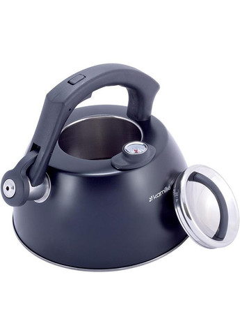 Чайник Whistling Kettle Thermo 3л з нержавіючої сталі зі свистком і термометром, чорний Kamille (329898082)
