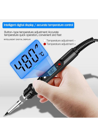 Паяльник A-096 с жалом 900M (LCD экран, кнопочная регулировка t 180 - 480 гр C, 220V, 80W) AIDA (276536342)