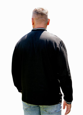 Чёрная мужская вышиванка черная с белым орнаментом Україна лен (322641028)