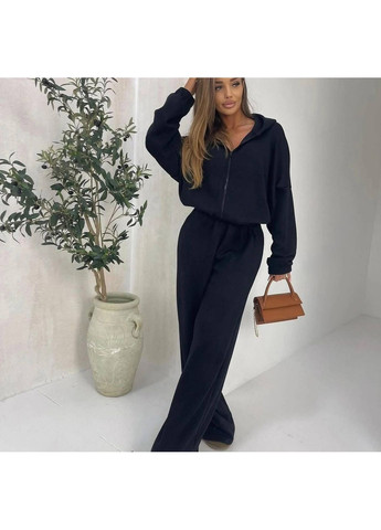 Жіночий спортивний костюм: укорочений худі на блискавці та широкі штани MonCher (361057385)