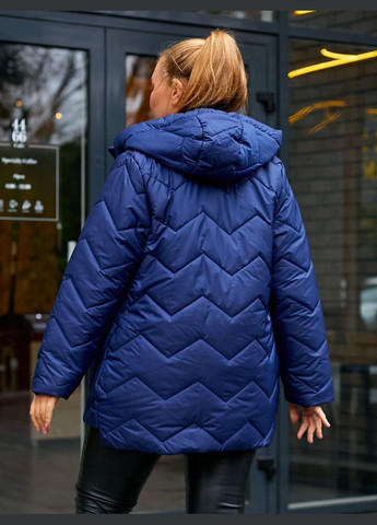 Синя зимня куртка жіноча еврозима батальна sf-147 тепло та стильно синій, 62-64 Sofia