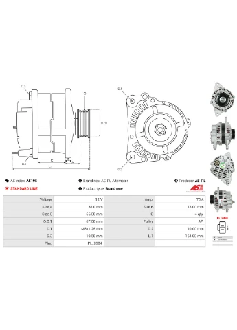 Генератор ГЕНЕРАТОР 111375 PL A5195 As (381926072)