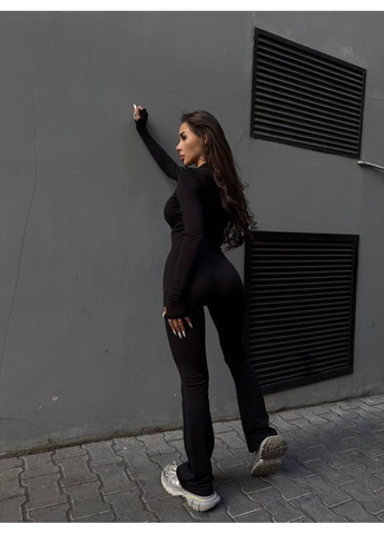 Женский комбинезон клеш на флисе Osoblyva комбинезон-брюки чёрный