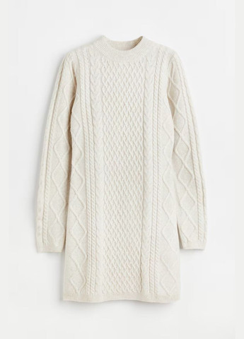 Кремовое платье вязаное H&M однотонное
