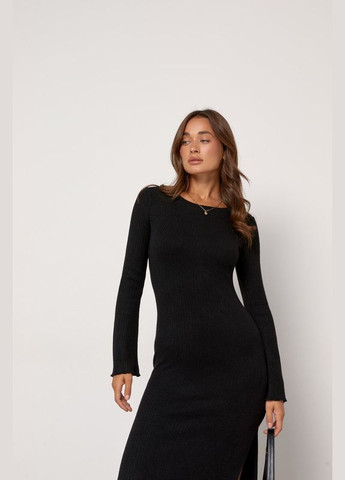 Чорна повсякденний трикотажна сукня з розрізами ARTMON