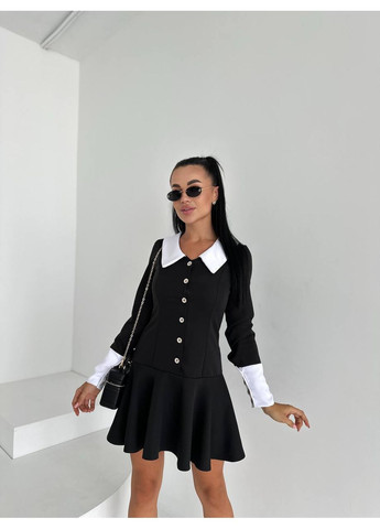 Черное праздничный платье из креп-костюмки – элегантный черно-белый образ ✨ (замеры в описании) DK/DL Мода без кордонів с абстрактным узором