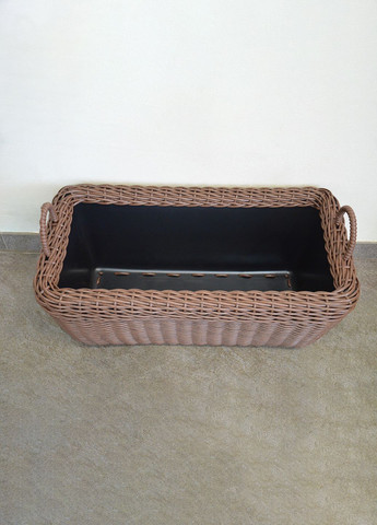 Корзина прямоугольная для дров (дровница) плетенная из искусственного ротанга ручной работы. Цвет Молочный шоколад. 60 литров Handmade (327878847)