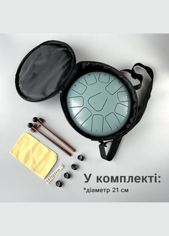 Глюкофон 11 нот 21 см tongue drum бирюзовый No Brand (366890004)