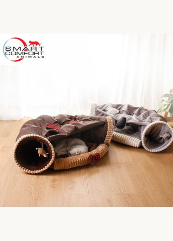 Будиночок для кота Smart Comfort Animals GX-93 коричневий ігровий Будиночок для кішки з секретним тунелем і спальним місцем Smart Comfort System (292632178)