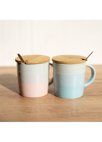 Чашка керамическая в скандинавском стиле с крышкой и ложкой, 350 мл. Cuppa (361220351)