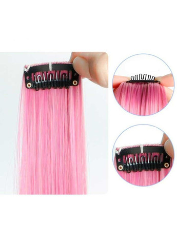 Розовая прядь волос на заколках 60 см - Накладные волосы No Brand (288538478)