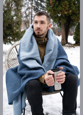 Плед-одеяло шерстяной синий/голубой 130 х 170 см Love You (306716220)