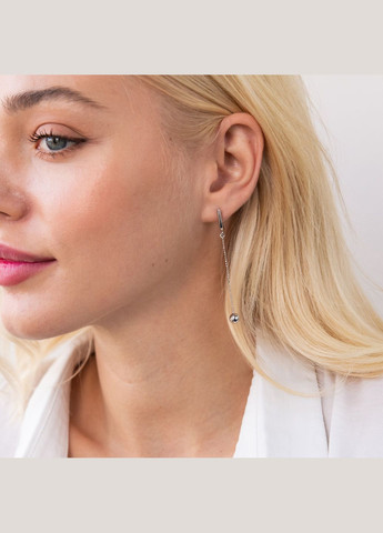 Срібні сережки Кульки на ланцюжку 123150 Oniks (264025244)