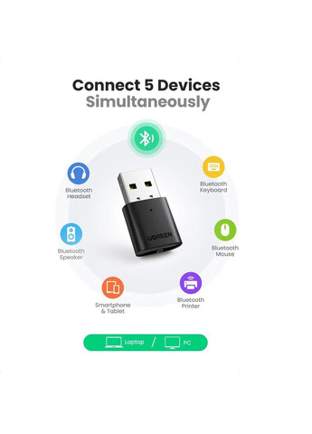 Адаптер (UGR-80889) Ugreen CM390 USB Bluetooth 5.0 Adapter (340279630)