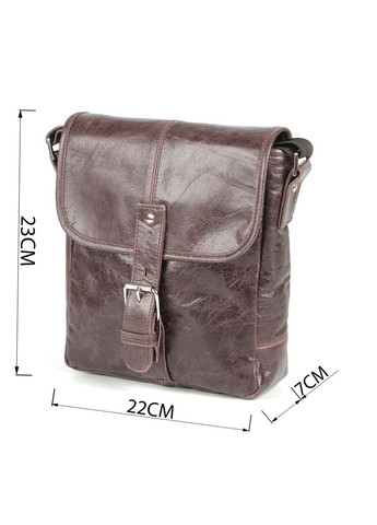 Кожаная сумка кросс боди мужская мессенджер через плечо коричневая 00855 Shvigel (329197422)