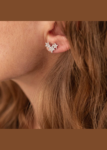 Срібні сережки - пусети Зірочки з фіанітами 301 Oniks (264023979)