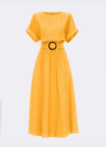 Желтое расклешенное платье с напуском по талии жёлтое Dressa