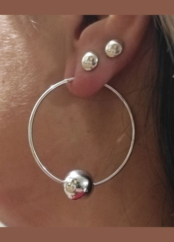 "Сережки-кільця Конго з кулькою" Д-40 мм Shiny з-98ш12 No Brand (331145395)