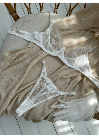 Белый балконет комплект женского белья | нежный кружевной, белое соблазнение Vital-Textile с косточками полиэстер, эластан