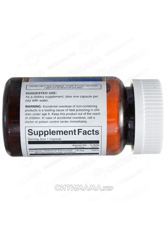 Железо из хелата бисглицината, 18 мг, 180 капсул Swanson (364311094)