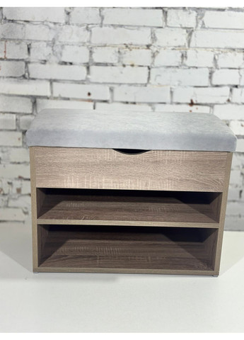 Банкетка для обуви в прихожую. Верхняя часть открывается. ДСП Сонома трюфель. Ткань светло-серая. Шириной 70см. No Brand (369559574)