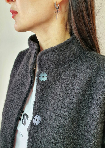 Бомбер жіночій - з натуральної вовни теплий JUGO бейсбольний на кнопках (302447506)