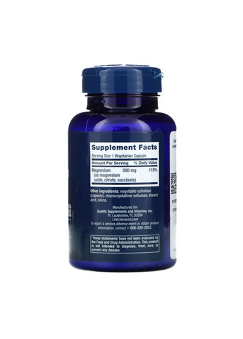 Магний 500 мг 100 капсул от Nature's Way для нервной системы и сердца диетическая добавка для метаболизма Life Extension (368981916)