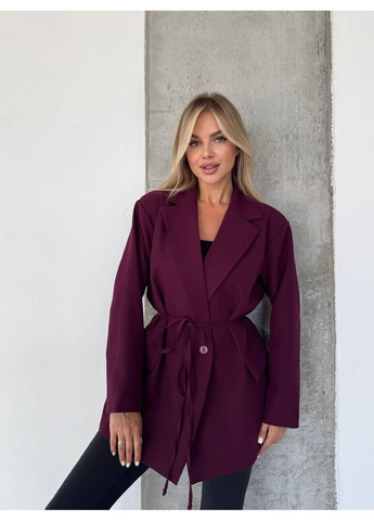 Бордовый женский пиджак бордового цвета No Brand однотонный - демисезонный