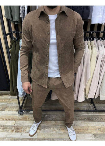 Кавовий костюм двійка мікровельвет туреччина,сорочка та штани Україна