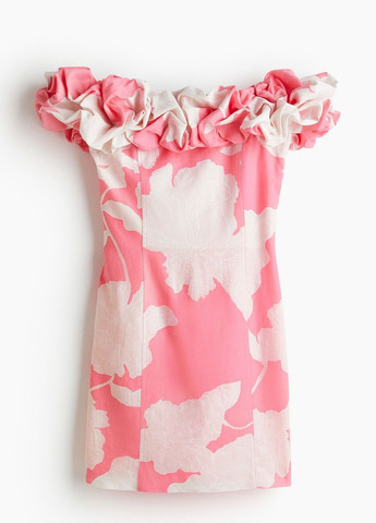Светло-розовое праздничный платье H&M с цветочным принтом