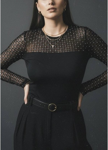 Черный боди с блестящей сеткой-флок Azuri Боді (372084128)