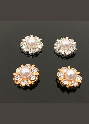 Перлинно-стразовий декор Квітка, металева основа-срібло, 12 мм No Brand (341731134)