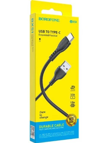 Кабель BX51 Triumph USB to Type-C 1m (black) Borofone (376240600)