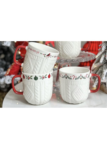 Кухоль порцеляновий новорічний Happy Holidays в'язаний орнамент, 345 мл No Brand (299924475)