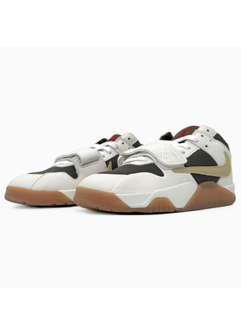 Бежевые демисезонные кроссовки мужские nike air jordan x travis scott jumpman jack beige / brown найк аир джордан No Brand