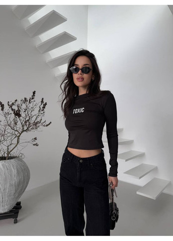 Жіночий укорочений лонгслів з написом MonCher (356129429)