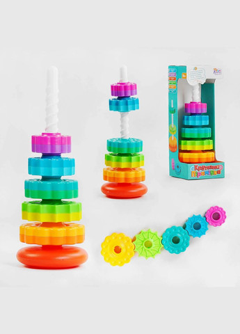 Дитяча розвиваюча гвинтова тактильна пірамідка 28948 з шестернями Fun Game (327797354)