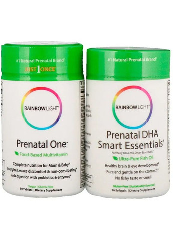 Вітаміни + Риб'ячий жир для вагітних Prenatal One plus Prenatal DHA Smart Essentials, 30 капсул + 30 таблеток Rainbow Light (361114282)