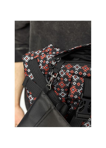 Большая мужская поясная сумка бананка DynamicDart черная тканевая принт Sambag (329692762)