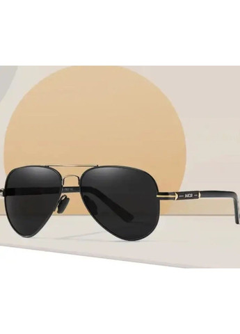 Солнцезащитные очки мужские авиаторы поляризационные UV400 алюминиевая оправа черные линзы серые с чехлом Barcur No Brand (364859660)